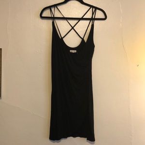 Black faux-wrap dress